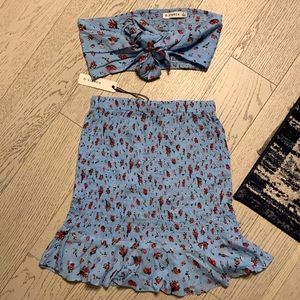 Baby blue and red two piece matching set